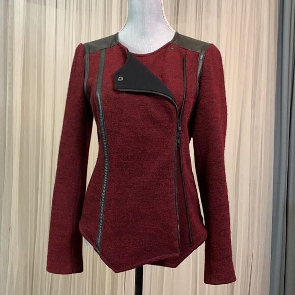 PLENTY by TRACY REESE Assymetricsl double zip pull Moto inspired jacket - Picture 2 of 10